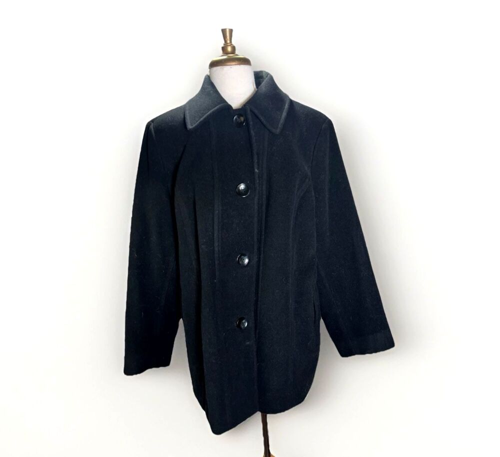 Anne Klein Coat Size XL Women's Modern Blended Wool Dark Academia Boss Lady Coat